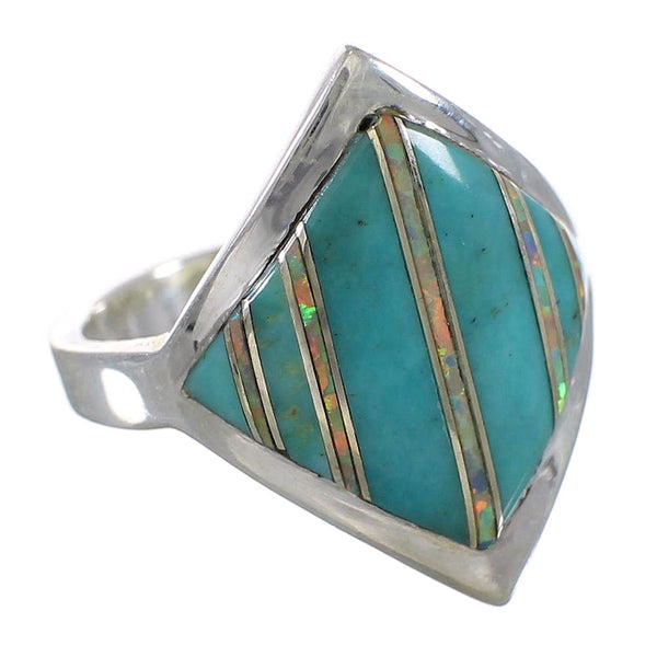 Southwest Turquoise Opal Authentic Sterling Silver Ring Size 5-1/2 QX82616